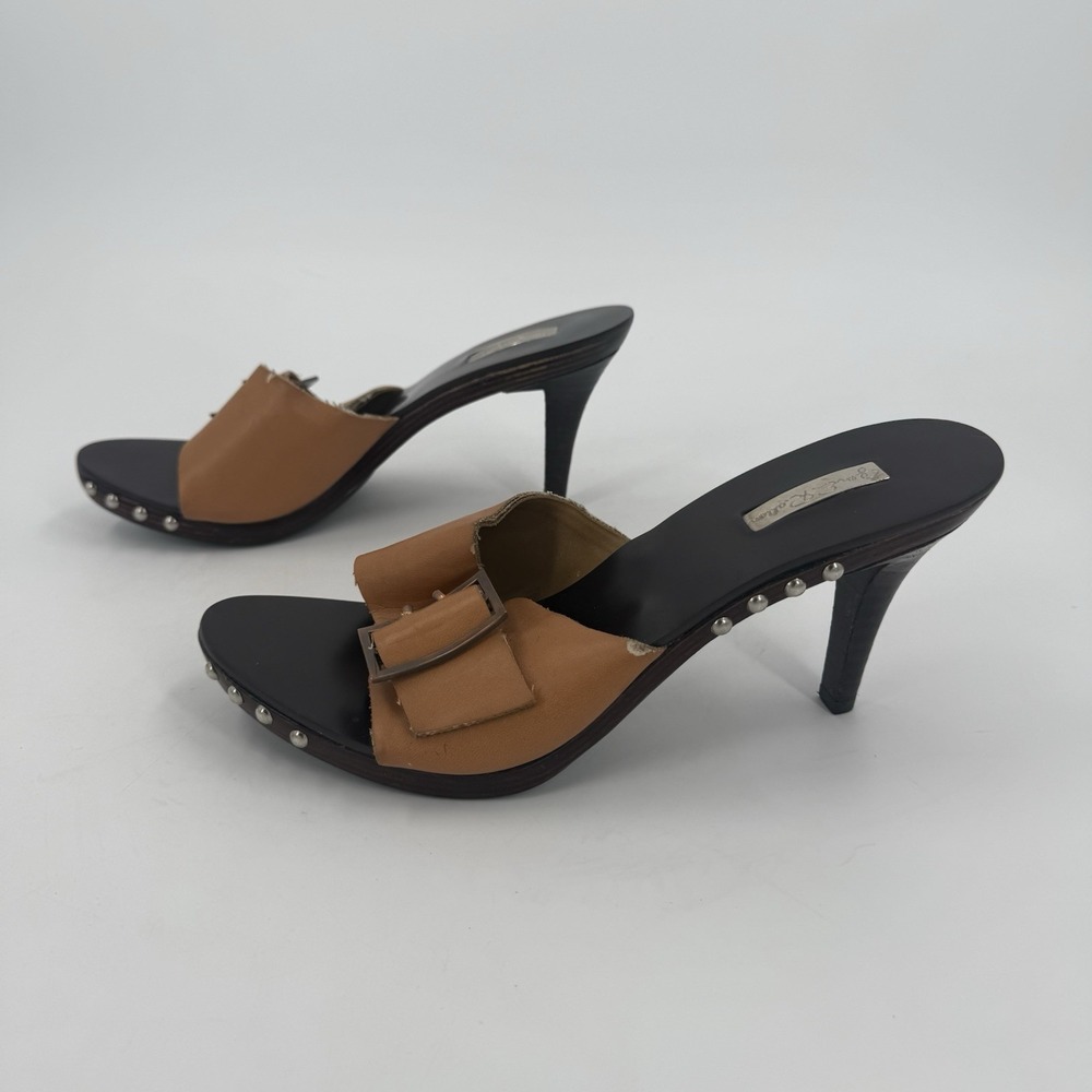 Womens Black Leather Strappy Heels Pumps Pointed Toe Dress Shoes Size 9
